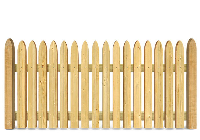 Gothic Picket wood fence in Hickory